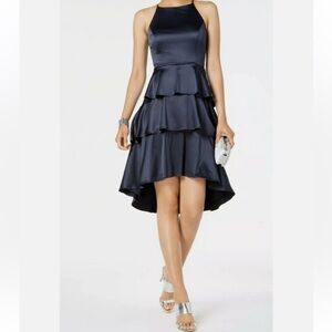 Nanette Lepore Blue Ruffled High-Low Cocktail Dress